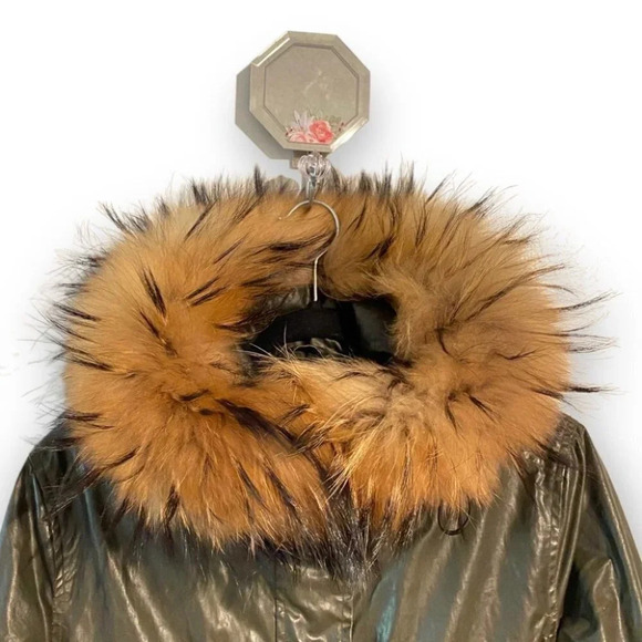 SAM. NYC Devon  Parka in Khaki Green Raccoon - Picture 5 of 16